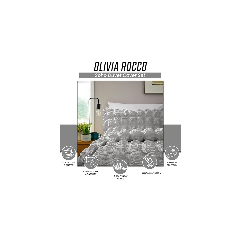 Olivia Rocco Soho Duvet Cover Set with Pillowcases Quilted Design Super ...