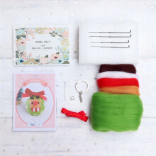 Weihnachts-SchlüSselanhäNger-Nadelfilz-Sets für AnfäNger, Nadelfilz-Set, Filznadeln, Schaumstoffpolster, Filztuch, Anleitung