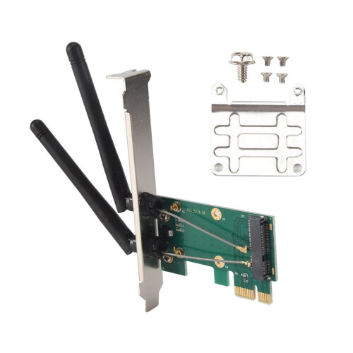 Wireless Card WiFi  PCI-E Express to PCI-E Adapter with 2 Antenna External for PC 1