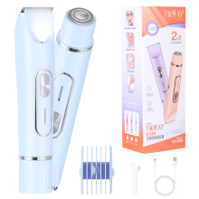 Épilateur 2-en-1 Hatteker HT-599 avec rasoir à double tête pour femme, sans fil, connecteur Type-C bleu