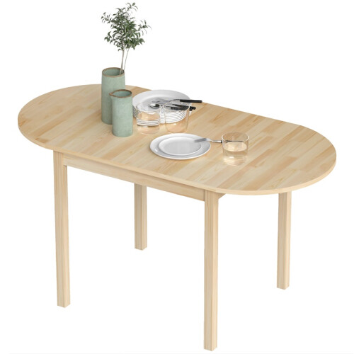 Drop Leaf Dining Table for 6 People Natural Wood 1