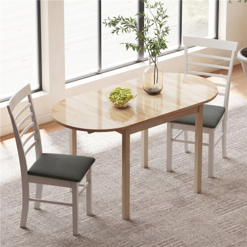 Drop Leaf Dining Table for 6 People Natural Wood 2