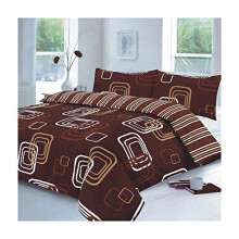 Duvet Cover Set King Size Kingsize with Pillowcases Quilt Reversible Poly Cotton, Blake Chocolate
