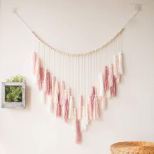 Makramee Wand Behang GroßEr Makramee Wand Behang mit Holz Perlen Bohemian Wand Dekor für Schlafen Zimmer und Wohnen Zimmer