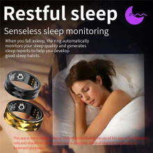 R12M Ring Herren Damen Herzfrequenz und Multisportmodus Fitnessring IP68 Schlafmonitor Ring 20 19,8 mm Silber