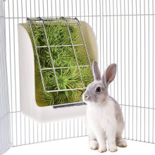 2X Rabbit Grass Frame Hay Feeder Manger Rack for Rabbit Guinea Chinchilla Fixed Flip- Holder Grass Basket Small Pet