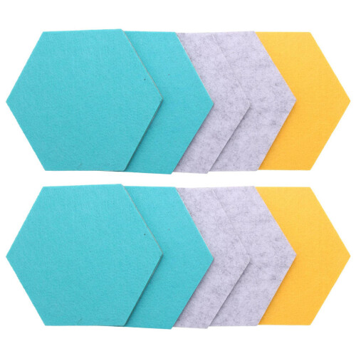 10Pcs Hexagon  Board Hexagonal  Wall Sticker Multifunction 3D Decorative Home Message Board Gray Yellow Series 1