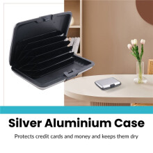 2X Aluminium Case Credit Card Holder Metal Wallet, One Size in Silver