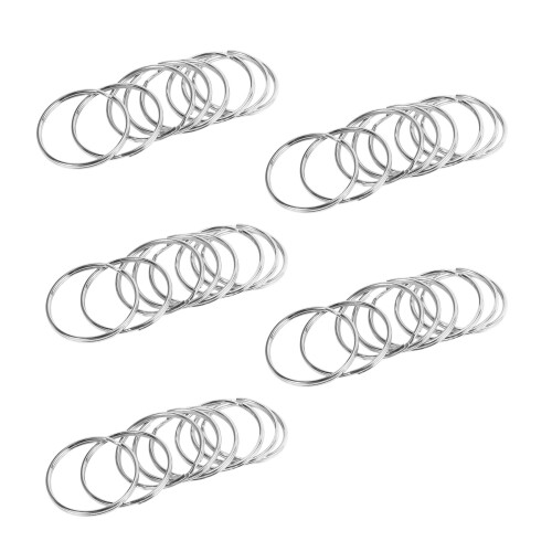 50X Quality 50mm Keyring Split Ring Set Heavy Duty Large Nickel Key Loop Sprung Hoop