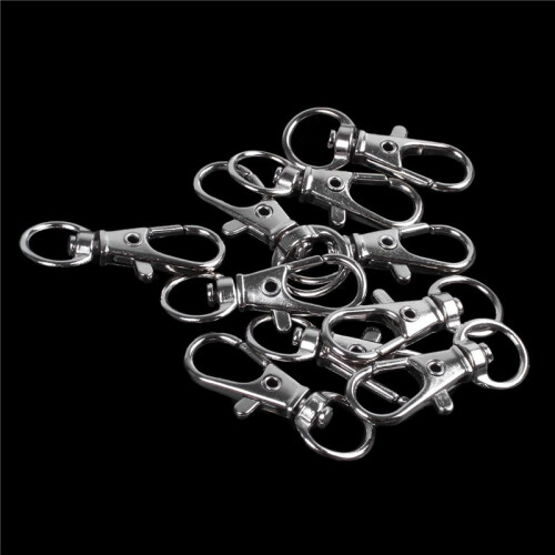 100pcs Metal Clasp Swivel Trigger Clips Snap Hooks Key Ring Bags DIY  Silver