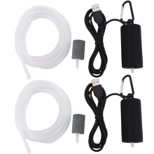 2X Usb Aeration Pump Air Pump Aquarium Aerator Ultra Quiet Fish Tank Go Fishing Oxygen Pump ——Black