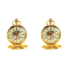 2X Luxury Golden Luminous Mechanical Pocket Watch