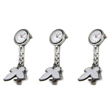 3X Nurses Clock Heart Rate Monitor Pocket Watch Quartz Butterfly Motive White