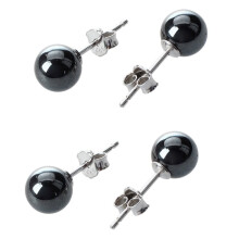 2X Hematite + 925 Sterling Silver Earrings Ear Studs 0.23 inch HOT