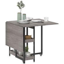 Industrial Folding Dining Table with Shelves Grey