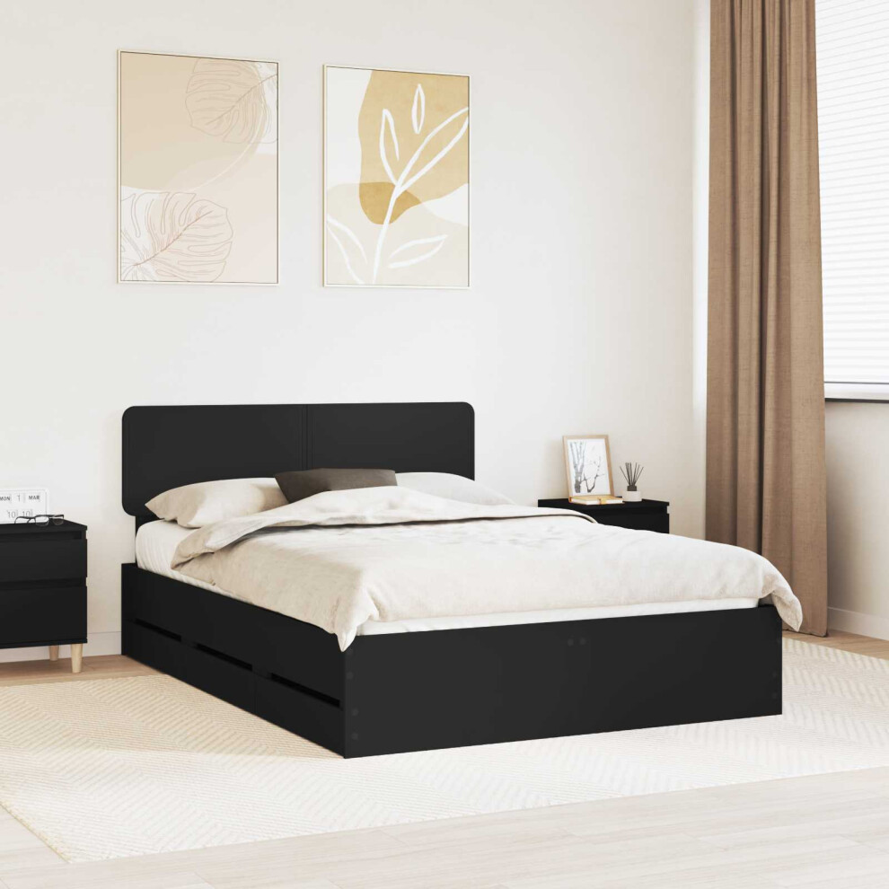 Vidaxl Bed Frame With Drawer Black 160 X 200 Cm Engineered Wood