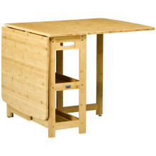 Bamboo Folding Dining Table with Two Sides and Shelves
