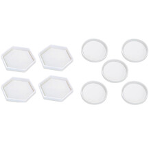 9 Pcs Clear Epoxy Molds for Casting with Resin, Concrete, Cement and Polymer Clay, 4 Pcs Hexagon & 5 Pcs Round