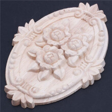 8X Retro Wood Ornament Applique Carving Ornament for Cabinet Door Furniture Decoration(13X9cm)
