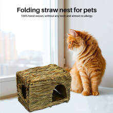 Natural grass Toy, Hand Woven Rabbit Guinea Pig Chinchilla Ferret Folding Straw Grass House