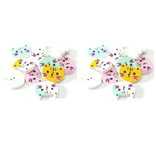 200pcs Animal Cat Wooden Button Sewing Scrapbooking DIY Colorful 2 Holes