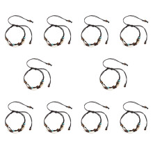 10X Boho Natural Sea Shell Stone Anklets for Women Wood Bead Seashell Ankle Bracelet Leg Foot Chain Wax Rope Anklet