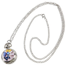 Lady Locket Pendant Quartz Pocket Watch Necklace Chain Vintage Butterfly [Watch]
