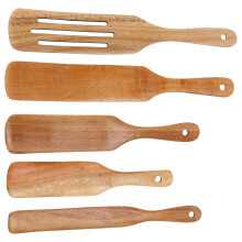 Holz Spurtles Set (5 StüCk) - Teakholz KüChen GeräTe Set - HitzebestäNdiges Antihaft Holz Kochgeschirr zu Dem RüHren & Mixen