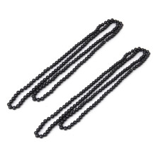 2X Fashion Faux Pearl Long Sweater Chain Necklace--Black