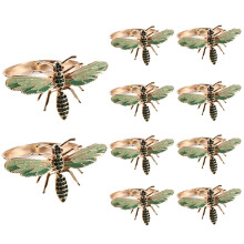 10 StüCk Libellen Serviette Schnalle Servietten Ring Legierung GrüN Insekt Libelle Tropf Diamant Schnalle Papier HandtüCher Servietten Halter