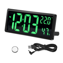 LED Digital Uhr ein der Wand, GroßE Ziffernanzeige, Innentemperatur und Luft Feuchtigkeit, für Bauernhaus, Zuhause, Klassenzimmer, BüRo GrüN