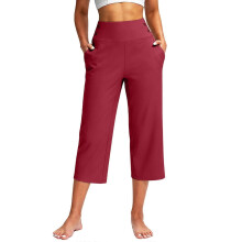 (Red, XL) Legging de yoga court taille haute pour femme, jambes droites, noir, taille S