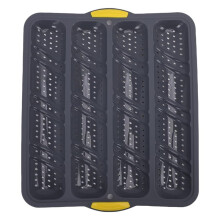 4 Cavity Silicone Bread Loaf Pan, Non Stick, Easy Release, French Sub Bread Roll Pan for Oven Bakers, Non Slip Handles