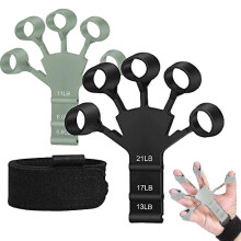 (1Pcs Grey, Fingerless Style) 6 Resistance Levels Guitar Finger Strength Trainer Hand Therapy Device