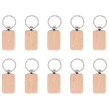 10 Packungen Leere Holz SchlüSsel AnhäNger Rohlinge Aus Holz mit SchlüSsel AnhäNger für EDC Etikette DIY SchlüSsel Bastelbedarf