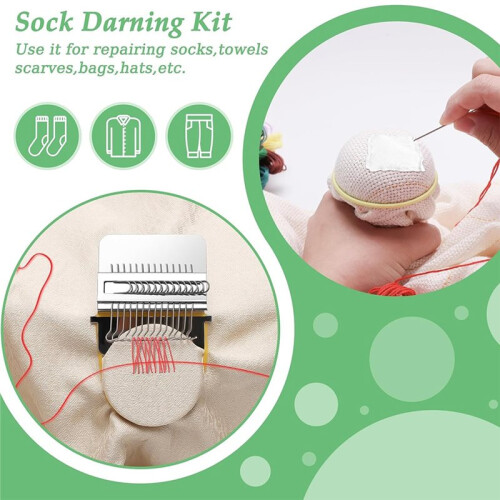 Darning Egg Darning Mushroom for Socks Darner Egg Kit Include 14 Hooks Small Weaving Darner Loom 9 Large Eye Needles 2