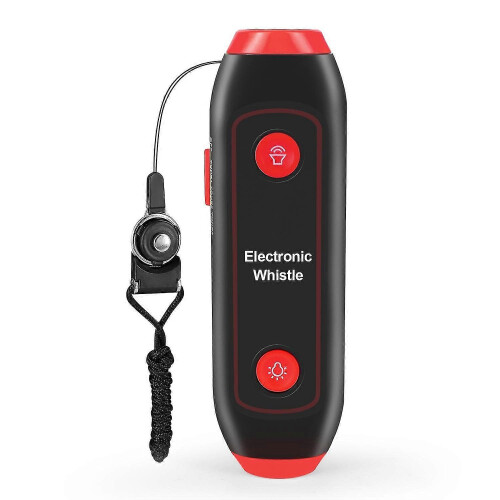 (Red) Electronic Handheld Whistle with Lanyard SOS Light & Flashlight for Coaches Referees