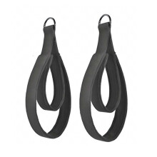 (Black) 1 Pair Double Rings Yoga Pilates Strap Fitness Equipment for Gym Black