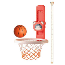(Red with Stickers) Kids Adjustable Height Basketball Hoop with Voice & Touch High Jump Counter Workout