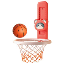 (Red No Stickers) Kids Adjustable Height Basketball Hoop with Voice & Touch High Jump Counter Workout