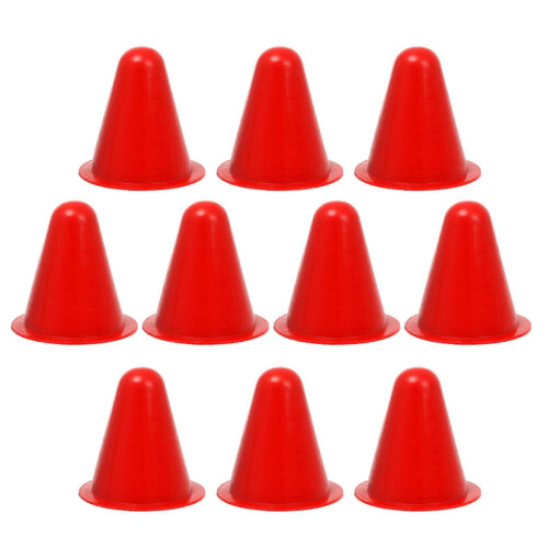 (Red) 10 Pack Plastic Skate Marker Cones for Roller Skating Practice Blue