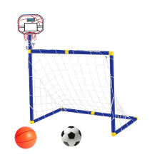 (White) Kids 2-in-1 Basketball Hoop Soccer Goal Compact Sports Center