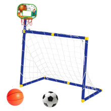 (Green) Kids 2-in-1 Basketball Hoop Soccer Goal Compact Sports Center