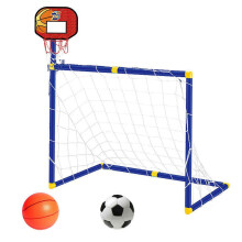 (Red) Kids 2-in-1 Basketball Hoop Soccer Goal Compact Sports Center