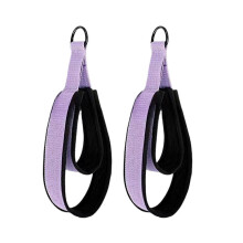 (Purple) 1 Pair Double Rings Yoga Pilates Strap Fitness Equipment for Gym Black