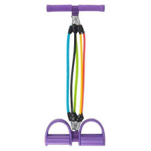 (purple) Corde de musculation professionnelle et durable à 5 tubes avec pédale et bandes de résistance pour le fitness