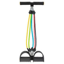 (black) Professionell hållbar 5-rörs fitnessspänningsrep fotpedal dragmotståndsband tränare