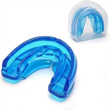 (Bule) Shock Doctor Double Braces Mouth Guard Upper Lower Teeth No Boil Instant Fit Youth