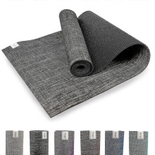 (Black) Myga Jute Yoga Mat - Non-slip Multipurpose for Yoga Pilates Fitness - Carry Strap Aqua