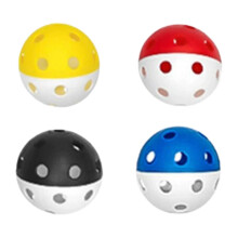 (4 Color White Bottom) 4x Competition Floorball Balls 26 Holes Portable Unihockey